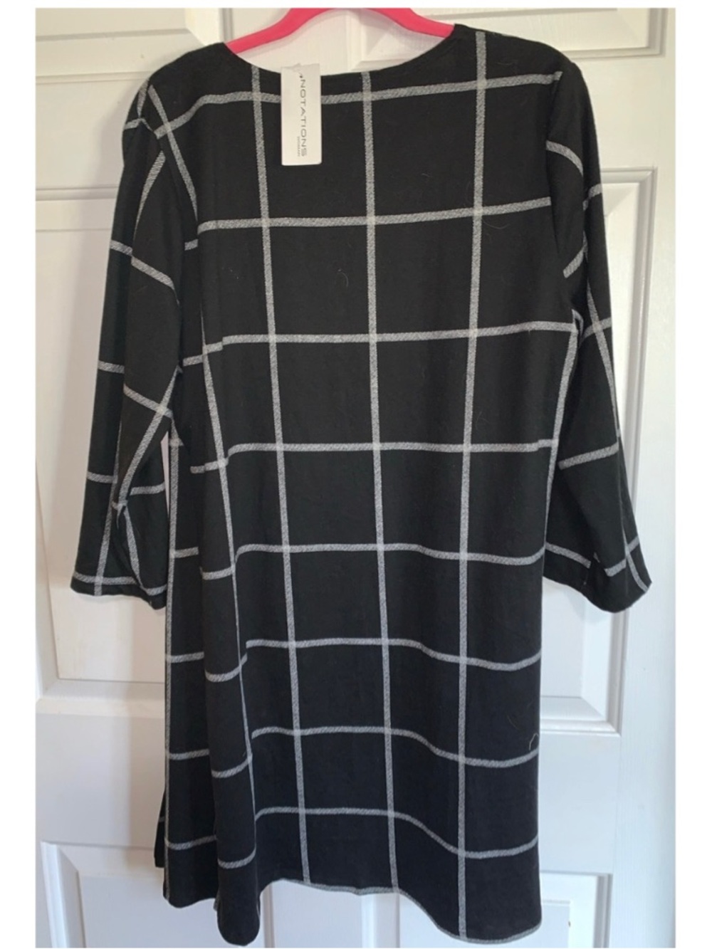🎄 Notations Black Gray Windowpane Open Front Cardigan Jacket NWT XL - Picture 4 of 8